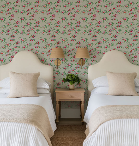 Orange Blossom Matcha Green Wallpaper