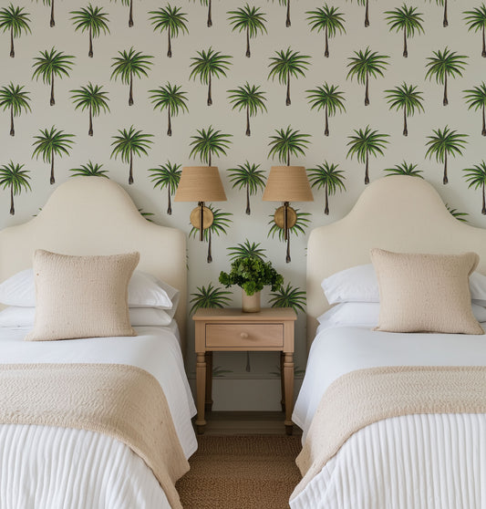 Boulevard Palms Sage Wallpaper