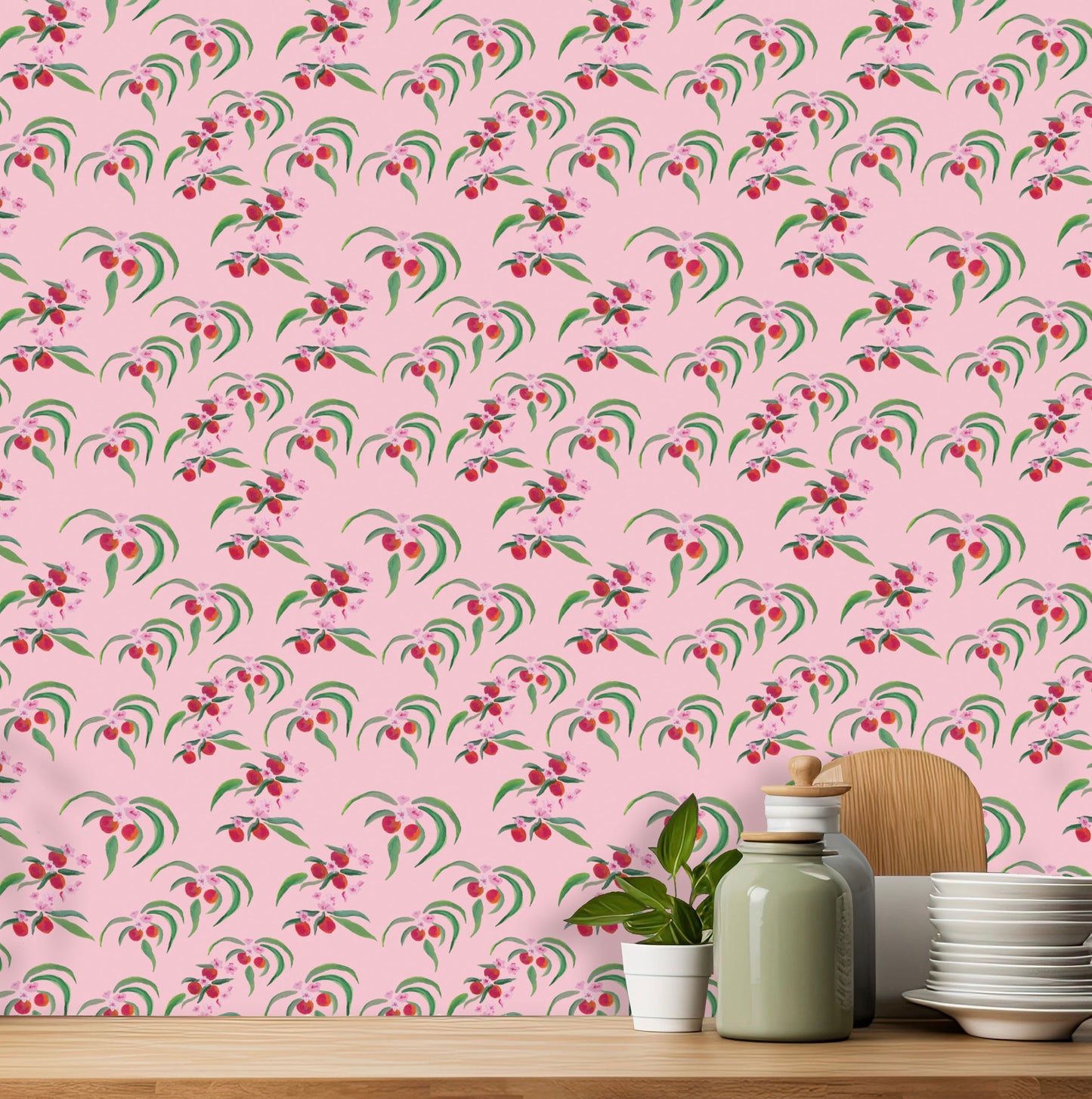 Orange Blossom Peachy Pink Wallpaper