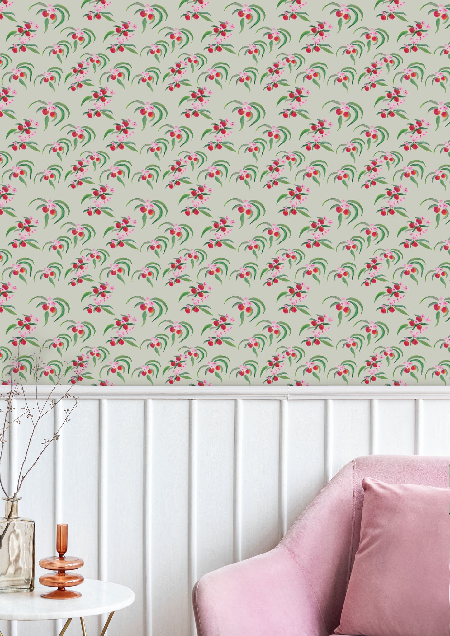 Orange Blossom Matcha Green Wallpaper