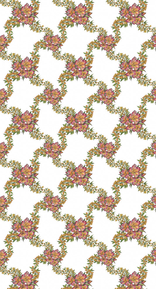 Confetti Blossom Garland White Wallpaper